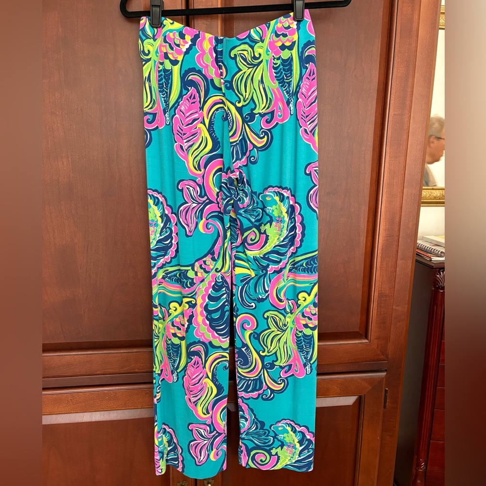 Lilly Pulitzer SAMPLE Georgia May Palazzo Pant Sea Blue Private Island Sz Small - Picture 5 of 10
